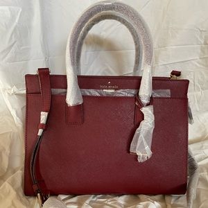 NWT Kate Spade - Candace Satchel in Train Car Red leather.